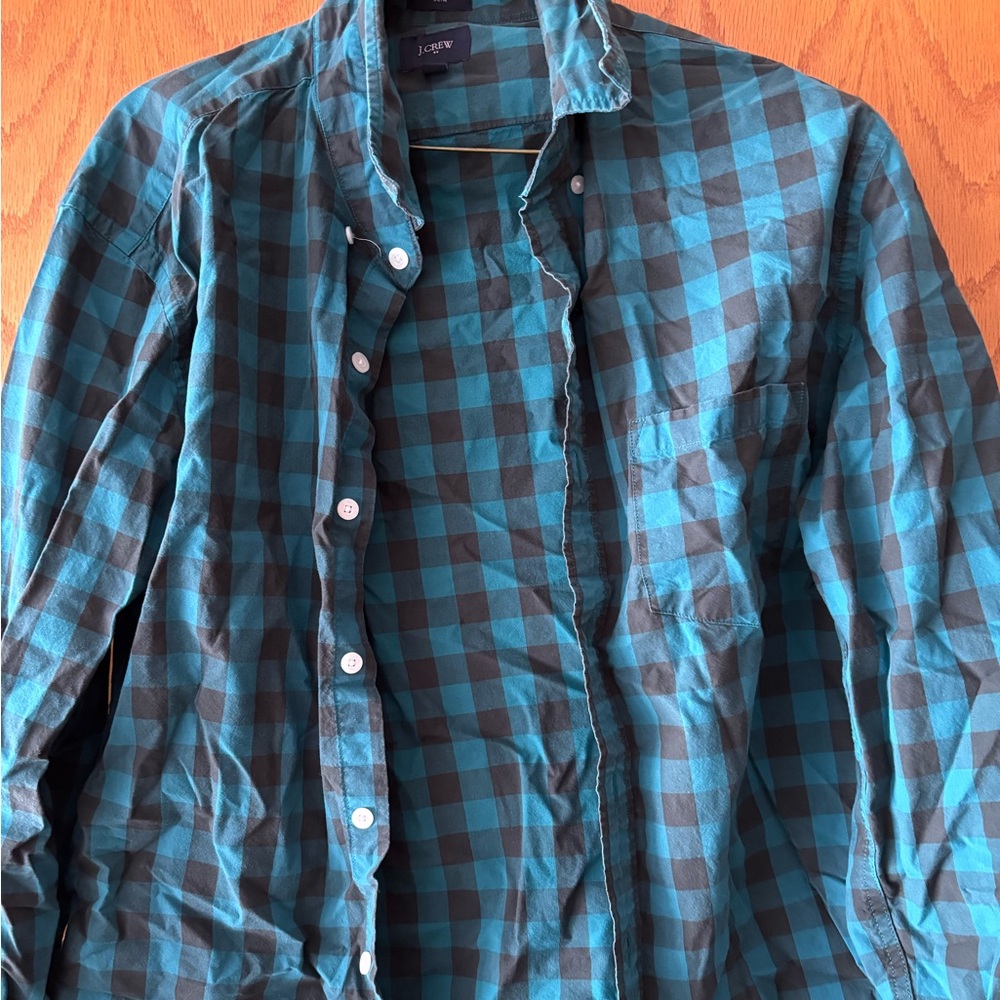Men’s j Crew Plaid Button Down Size Large
